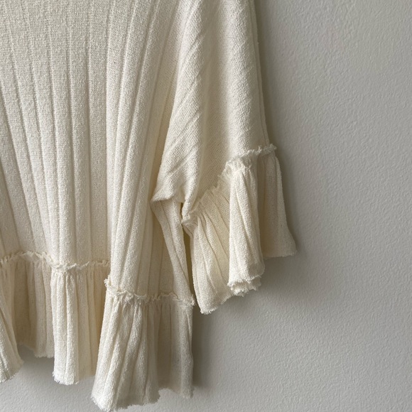 Anthropologie Moon River Ivory Knit Peplum Top - SOLD - Picture 5 of 8